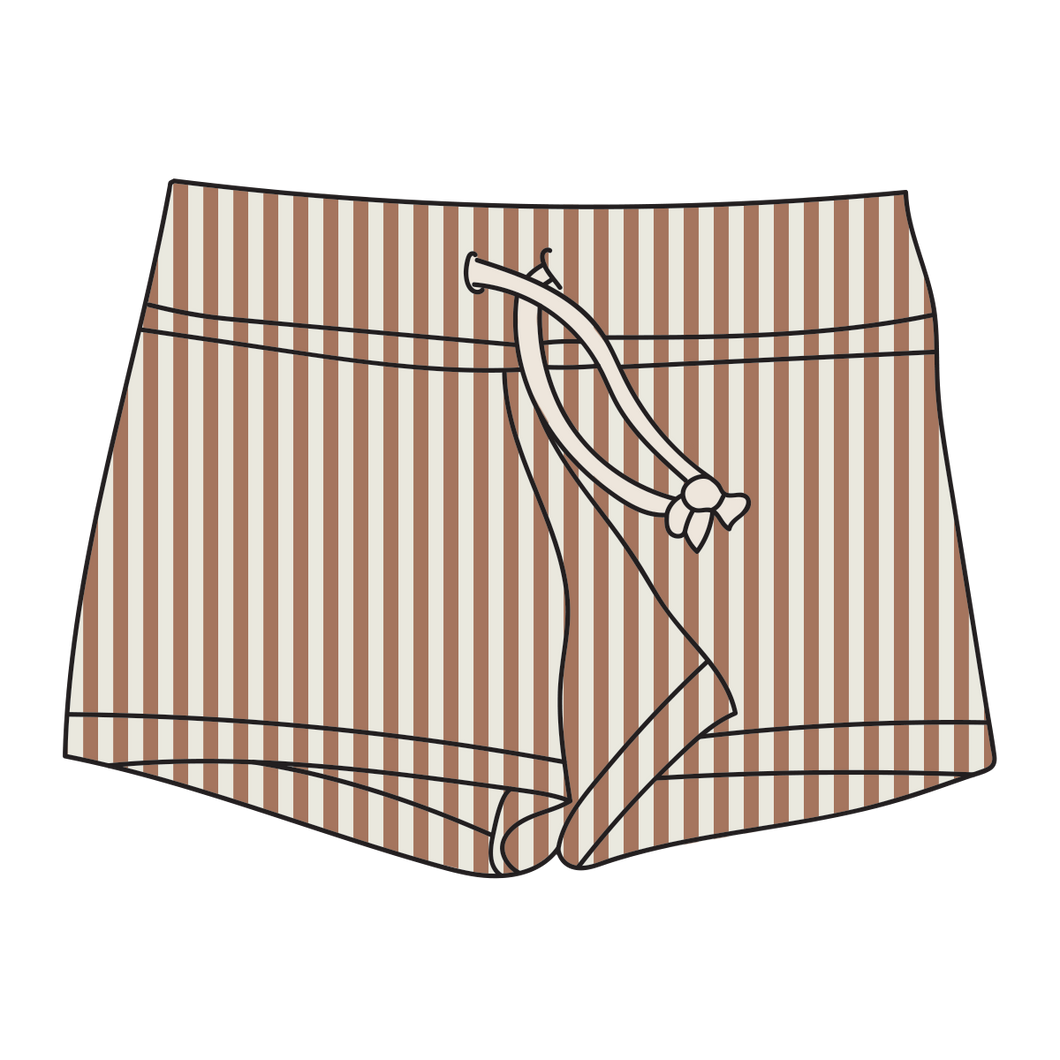 Swim Shorts - Toasted Nut - Stripes