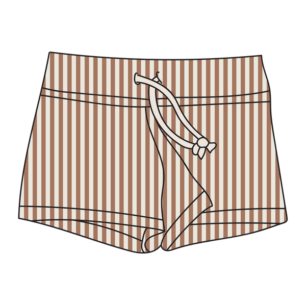 Swim Shorts - Toasted Nut - Stripes