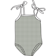 Load image into Gallery viewer, Tie Strap One-Piece Swimsuit - Gingham Green x Jess Megan