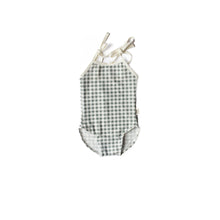 Load image into Gallery viewer, Tie Strap One-Piece Swimsuit - Gingham Green x Jess Megan